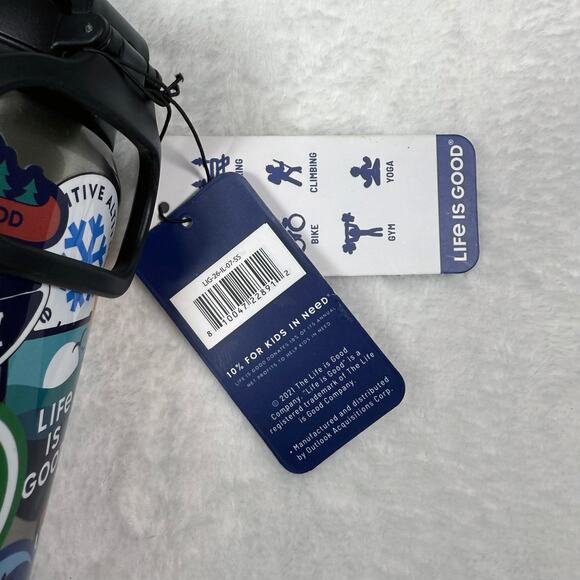 Life is Good Sticker Collage Water Bottle 26 oz New with Imperfections - Picture 6 of 12